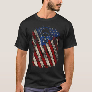 Dunkler Schädel Engel USA-Flagge Patriotische Amer T-Shirt