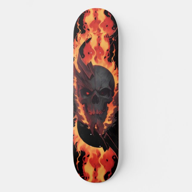 Dunkler Schädel totes Feuer 5 Original Skateboard (Vorderseite)