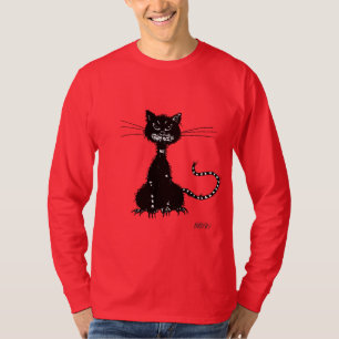 Dunkler Schmutz-schlechter schwarze Katzen-Mann T-Shirt