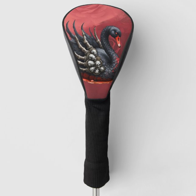 Dunkler Schwan der Knochen – gothische Eleganz Golf Headcover (Vorderseite)