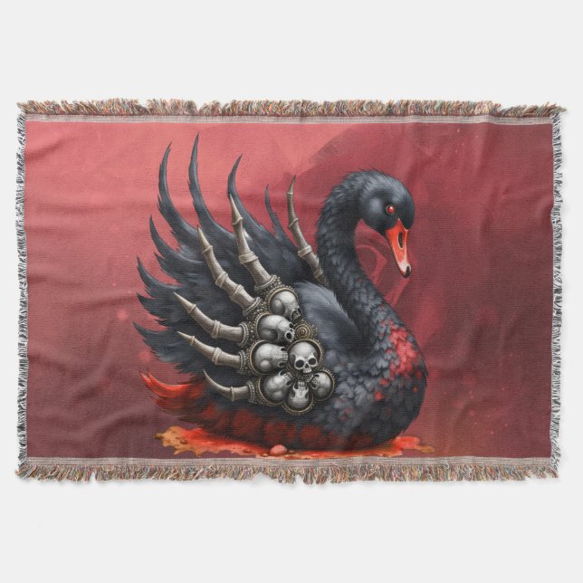 Dunkler Schwan der Knochen – Gotische Eleganz  Decke (Vorderseite)