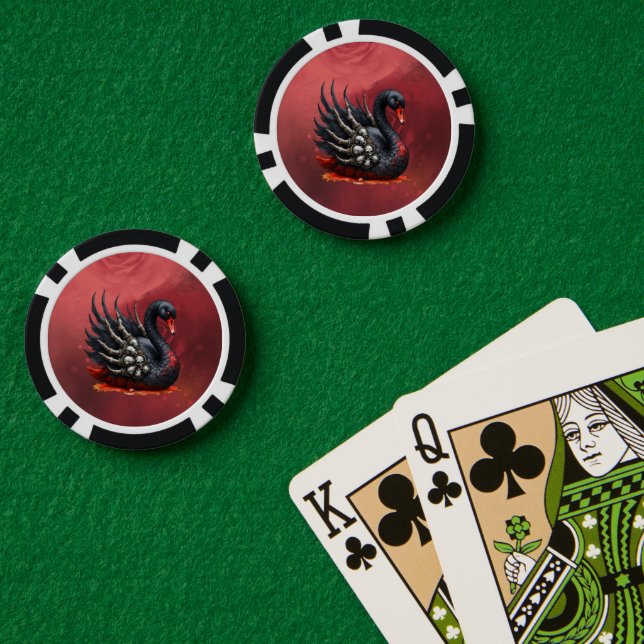 Dunkler Schwan der Knochen – Gotische Eleganz  Pokerchips (Pokertisch (doppelt))