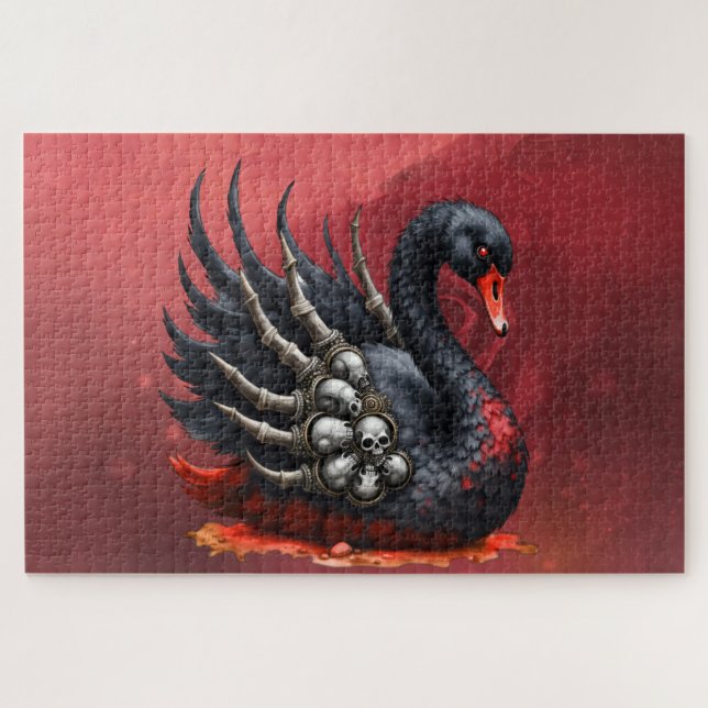 Dunkler Schwan der Knochen – Gotische Eleganz  Puzzle (Horizontal)