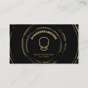 Dunkler schwarzer Schädel-Tattoo-Piercing-Studio-Q Visitenkarte