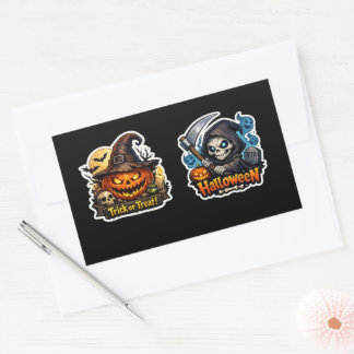 💀🎃 Dunkler Sensenmann Halloween Rechteckiger Aufkleber