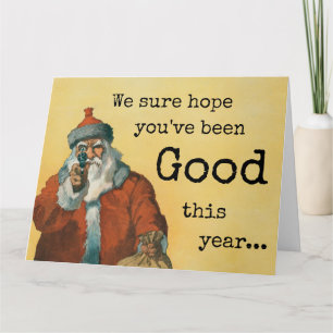 Dunkler Spaß Weihnachtsmann mit einer Waffe Karte