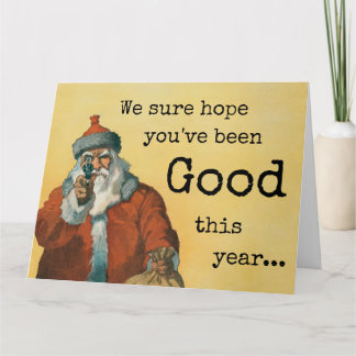 Dunkler Spaß Weihnachtsmann mit einer Waffe Karte