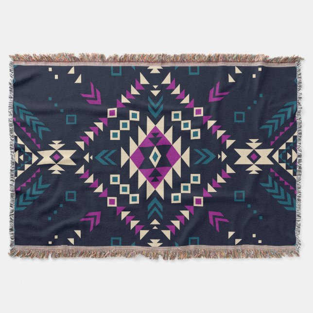 Dunkler Stamm Navajo, Vintag geometrisch. Decke (Vorderseite)