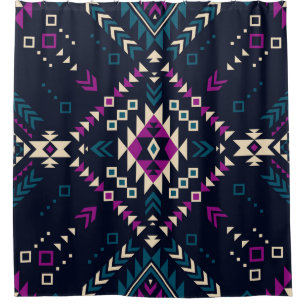 Dunkler Stamm Navajo, Vintag geometrisch. Duschvorhang