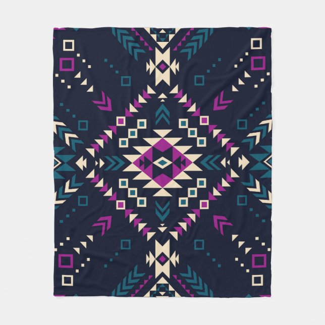 Dunkler Stamm Navajo, Vintag geometrisch. Fleecedecke (Vorderseite)