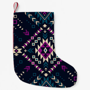 Dunkler Stamm Navajo, Vintag geometrisch. Kleiner Weihnachtsstrumpf