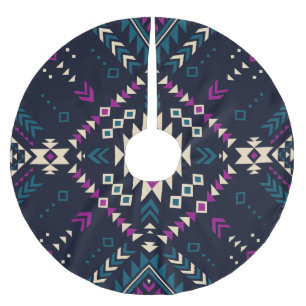 Dunkler Stamm Navajo, Vintag geometrisch. Polyester Weihnachtsbaumdecke