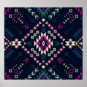 Dunkler Stamm Navajo, Vintag geometrisch. Poster