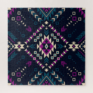 Dunkler Stamm Navajo, Vintag geometrisch. Puzzle