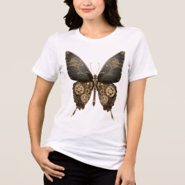 Dunkler Steampunkenschmetterling mit Vintagen Gäng Tri-Blend Shirt
