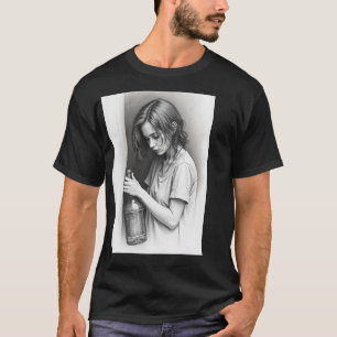 Dunkler T - Shirt."Leere Flasche, endloses Abenteu T-Shirt