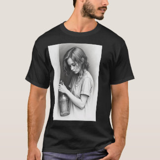 Dunkler T - Shirt."Leere Flasche, endloses Abenteu T-Shirt