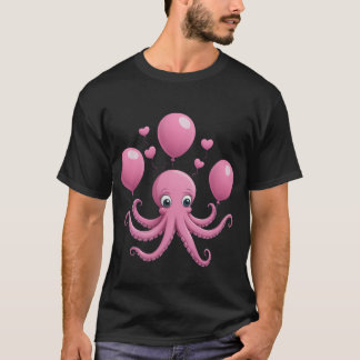 Dunkler T - Shirt mit hübschem Oktopus