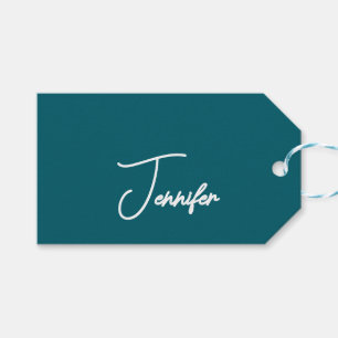 Dunkler Teal-Trend Moderner Minimalistischer Hands Geschenkanhänger