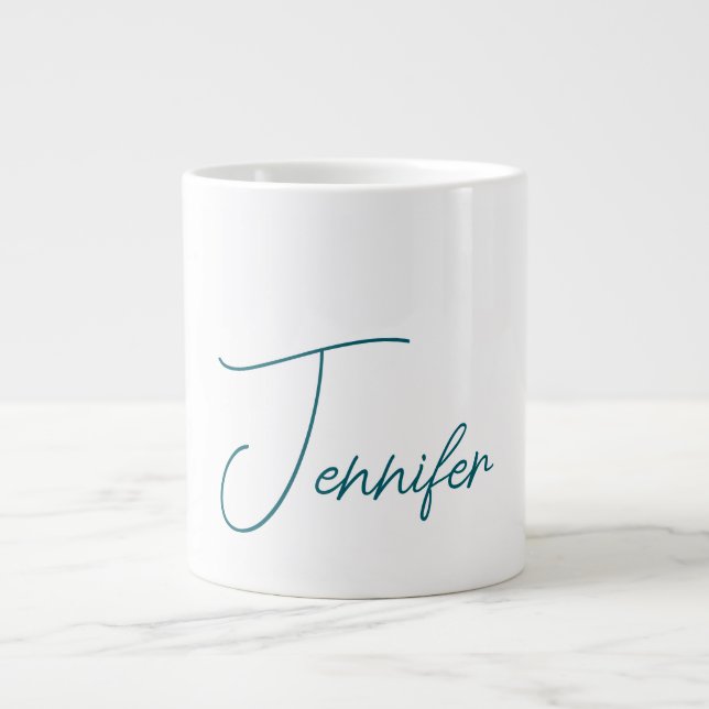 Dunkler Teal-Trend Moderner Minimalistischer Hands Jumbo-Tasse (Vorderseite)