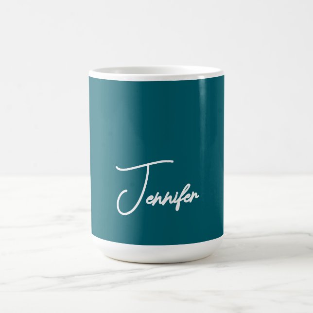Dunkler Teal-Trend Moderner Minimalistischer Hands Kaffeetasse (Mittel)