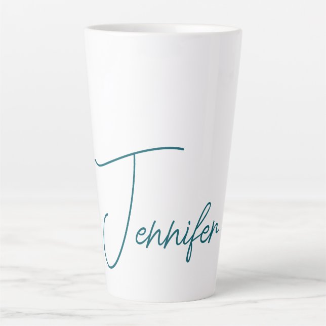 Dunkler Teal-Trend Moderner Minimalistischer Hands Milchtasse (Vorderseite)