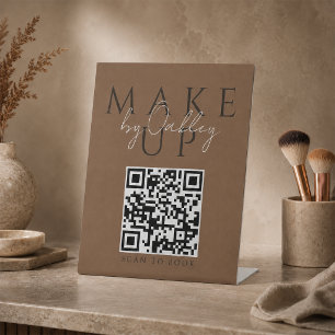 Dunkler Terrakotta-Makeup-Artist-QR-Code Sockelschild