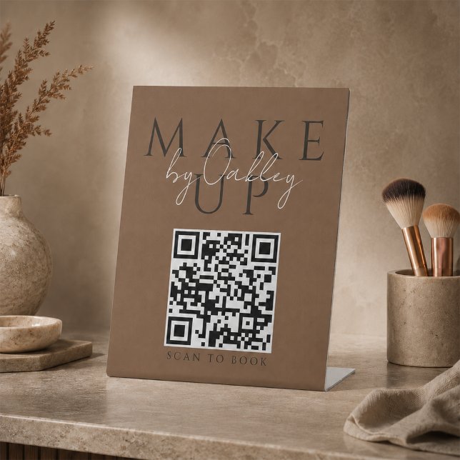 Dunkler Terrakotta-Makeup-Artist-QR-Code Sockelschild (Von Creator hochgeladen)