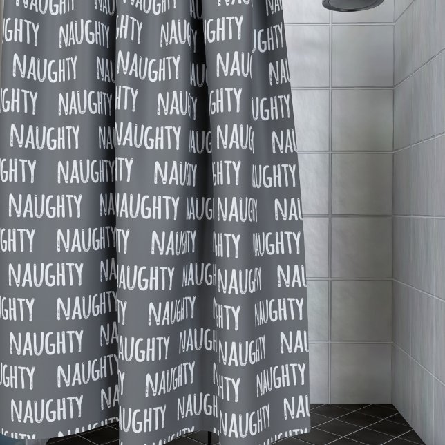 Dunkler Text Muster Typografie Fun Duschvorhang (A naughty gray shower curtain for times you have naughty showers)
