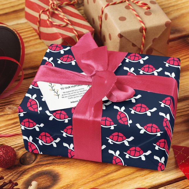 Dunkler Theme Tortoise Cartoon Geschenkpapier (red shell turtle birthday packing gift wrap,gift wrapping paper,return gift wrap paper,paper gift)