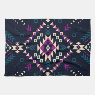 Dunkler tribaler Navajo, vintage geometrisch. Geschirrtuch