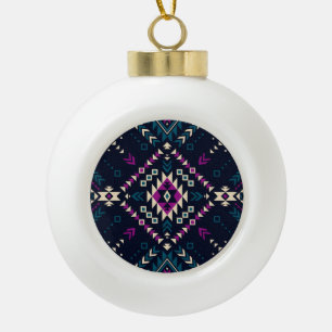 Dunkler tribaler Navajo, vintage geometrisch. Keramik Kugel-Ornament