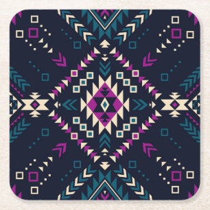Dunkler tribaler Navajo, vintage geometrisch. Rechteckiger Pappuntersetzer