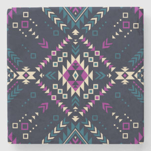 Dunkler tribaler Navajo, vintage geometrisch. Steinuntersetzer