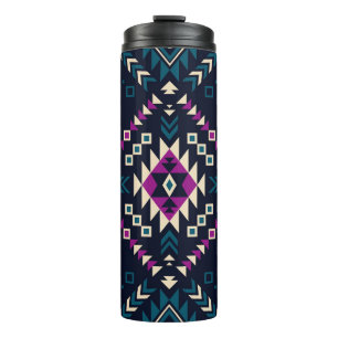 Dunkler tribaler Navajo, vintage geometrisch. Thermosbecher