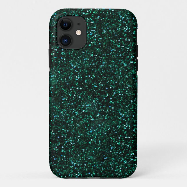 Dunkler Türkis-blaues Grün-Glitzer Case-Mate iPhone Hülle (Rückseite)