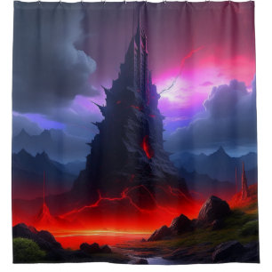 Dunkler Turm Duschvorhang