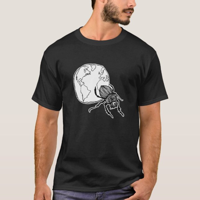 Dunkler und rauer Sisyphus Mistkäfer rollt Erde T-Shirt (Vorderseite)