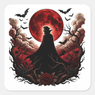 Dunkler Vampir-Rotmond-Goth-Halloween Quadratischer Aufkleber