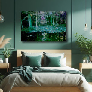 Dunkler verzauberter Fantasy Art Forest Pond Poster