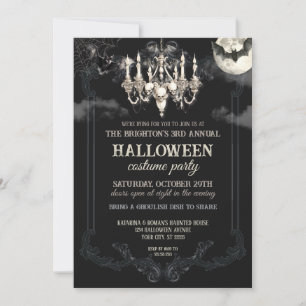 Dunkler Vintage-Gothic-Totenkopf Halloween-Party G Einladung