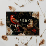 Dunkler Vintager Hintergrund Minimalistisch frohe  Folien Feiertagskarte<br><div class="desc">Dunkle frohe Weihnachtsfoil-Karte: ein originelles und auffallendes Design,  mit einem kühlen minimalistischen Schriftart gemischt mit einem Vintagen eleganten Hintergrund.</div>