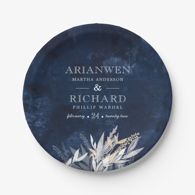 Dunkler Vintager Kranz mit rustikalen Foliage-Gesc Pappteller (Vorderseite)