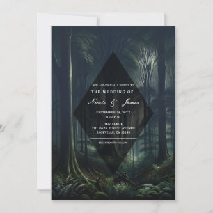 Dunkler Wald bei der Dämmerungs-Hochzeit Einladung