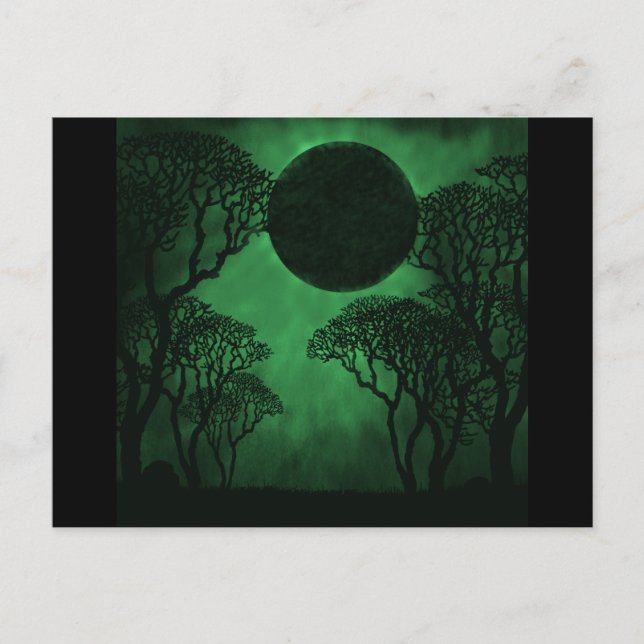 Dunkler Wald Eclipse Postcard, grün Postkarte (Vorderseite)