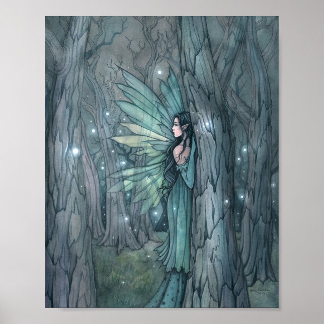 Dunkler Wald Fairy Mystical Fantasy Art Poster (Vorne)