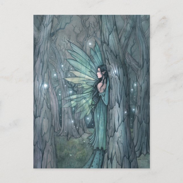 Dunkler Wald Fairy Mystical Fantasy Art Postkarte (Vorderseite)