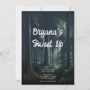 Dunkler Wald in der Abenddämmerung Sweet 16 Einladung