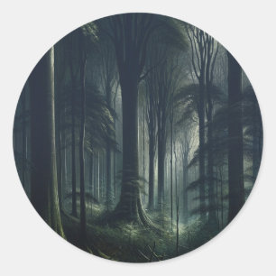 Dunkler Wald in der Dämmerung Sweet 16 Runder Aufkleber