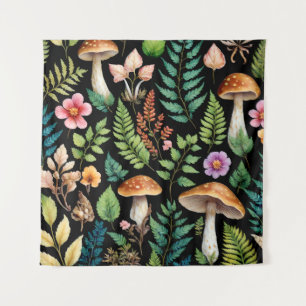 Dunkler Wald Mushroom Woodland Muster Kunst Wandteppich